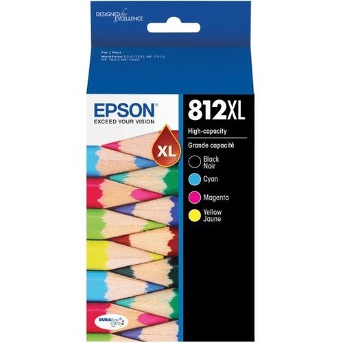 Epson 812XL Genuine High Capacity 4-Pack Ink Cartridge Combo T812XL-XCS