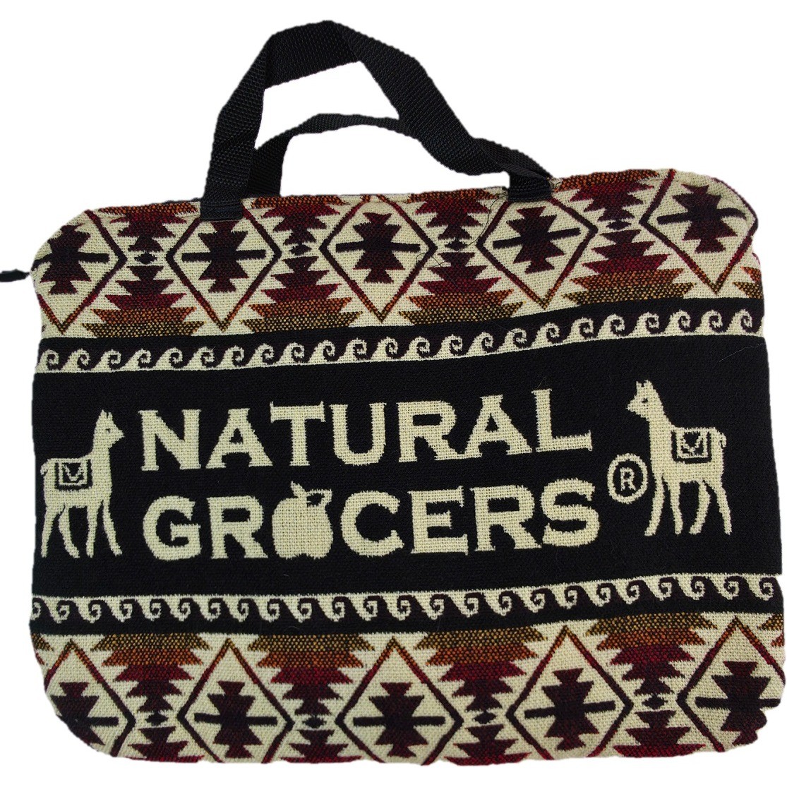 Natural Grocers Wool Laptop Bag Case Black Llama Pattern OS Excellent