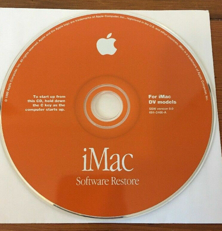 Vintage 1999 Macintosh Mac iMac DV v9.0 OS 9 Software Restore Disc CD