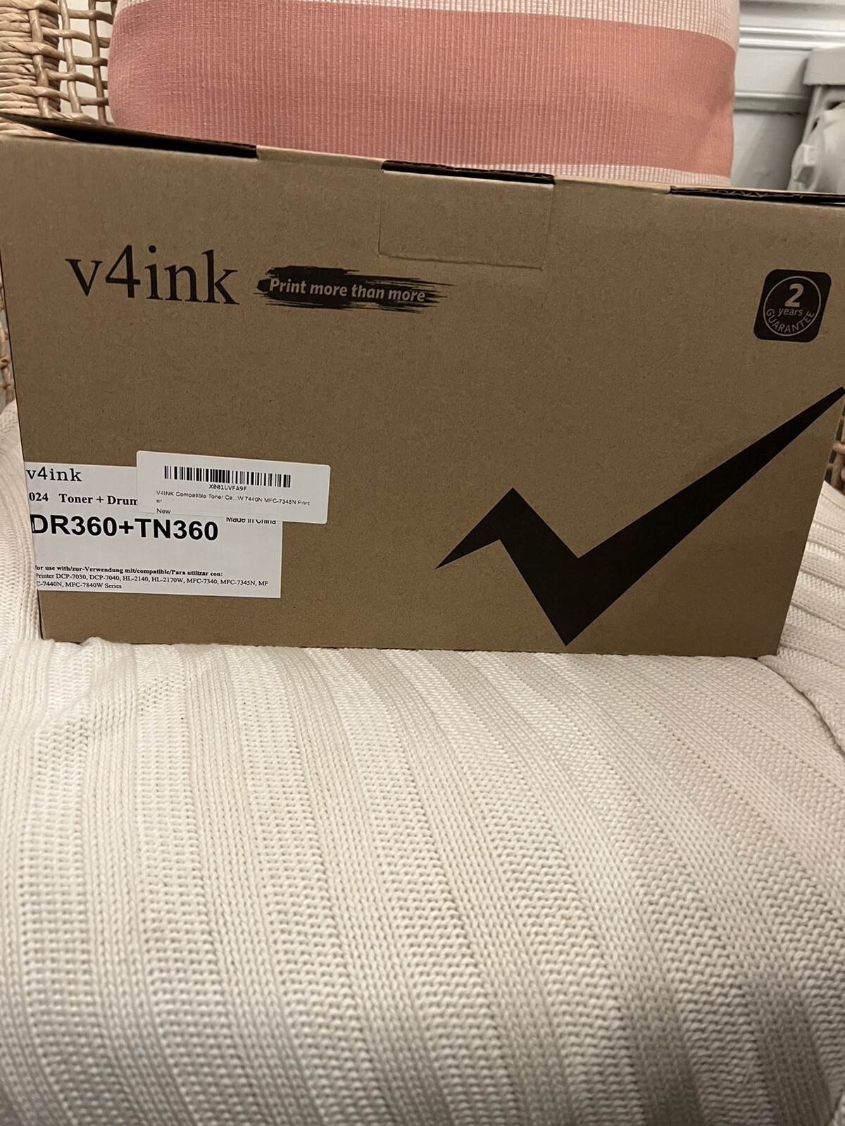V4INK 2PK TN360 Toner Cartridge For Brother Black  HL-2140 2170W MFC-7340 7840W