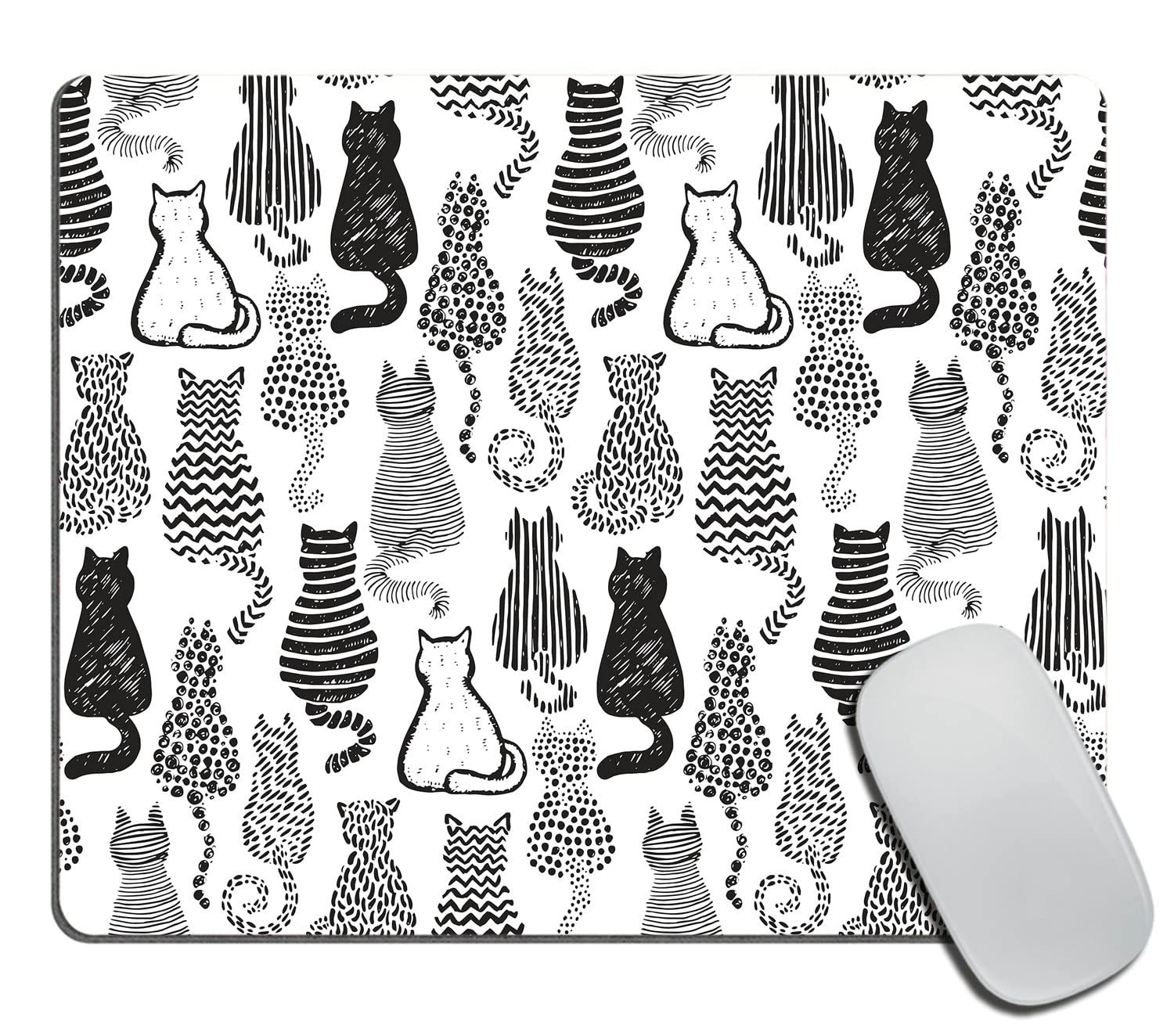 Abstract Kitten with Cute Tail Pad, Cat Themed for Mat,Washable Mousepads Non...