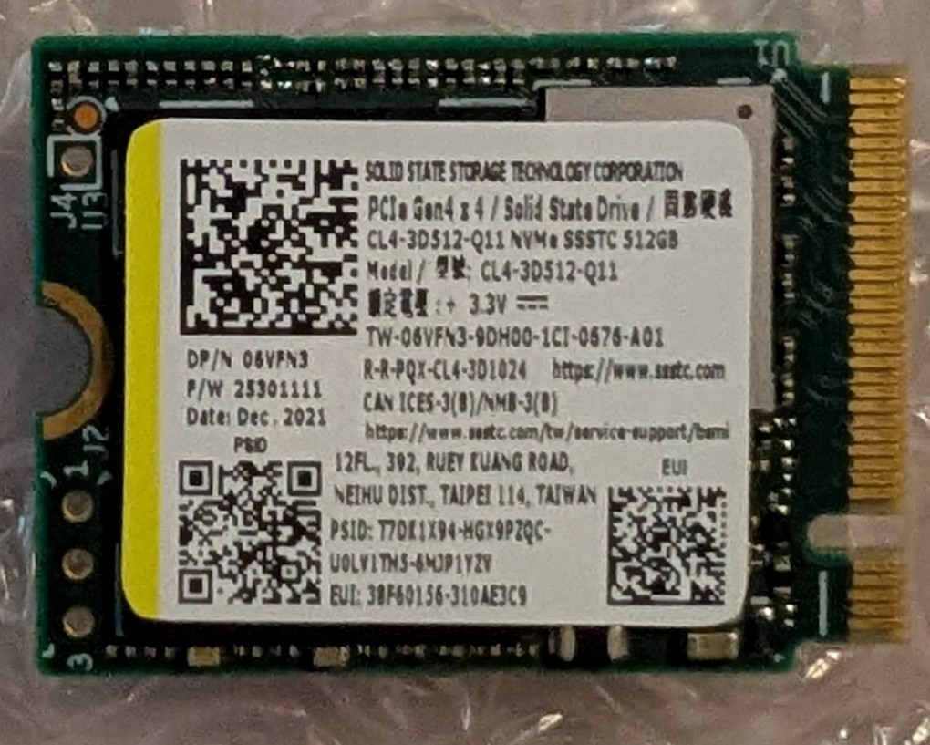 SSSTC 512GB M.2 2230 NVMe PCIe Gen4 x4 SSD CL4-3D512-Q11 Dell 06VFN3