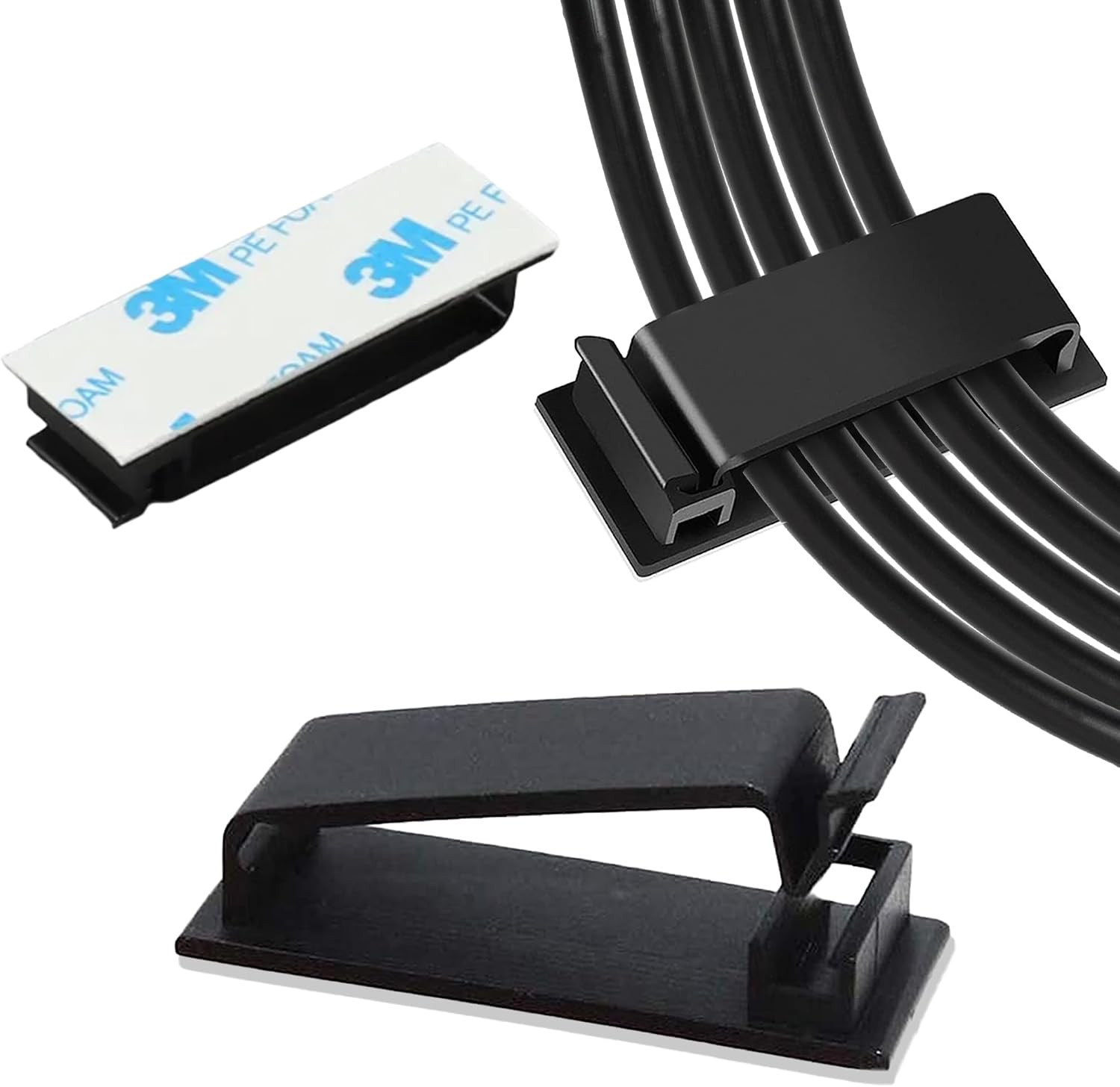 100 PCS Self Adhesive Cable Clips, Wire Organizer, Cable Management, Cord