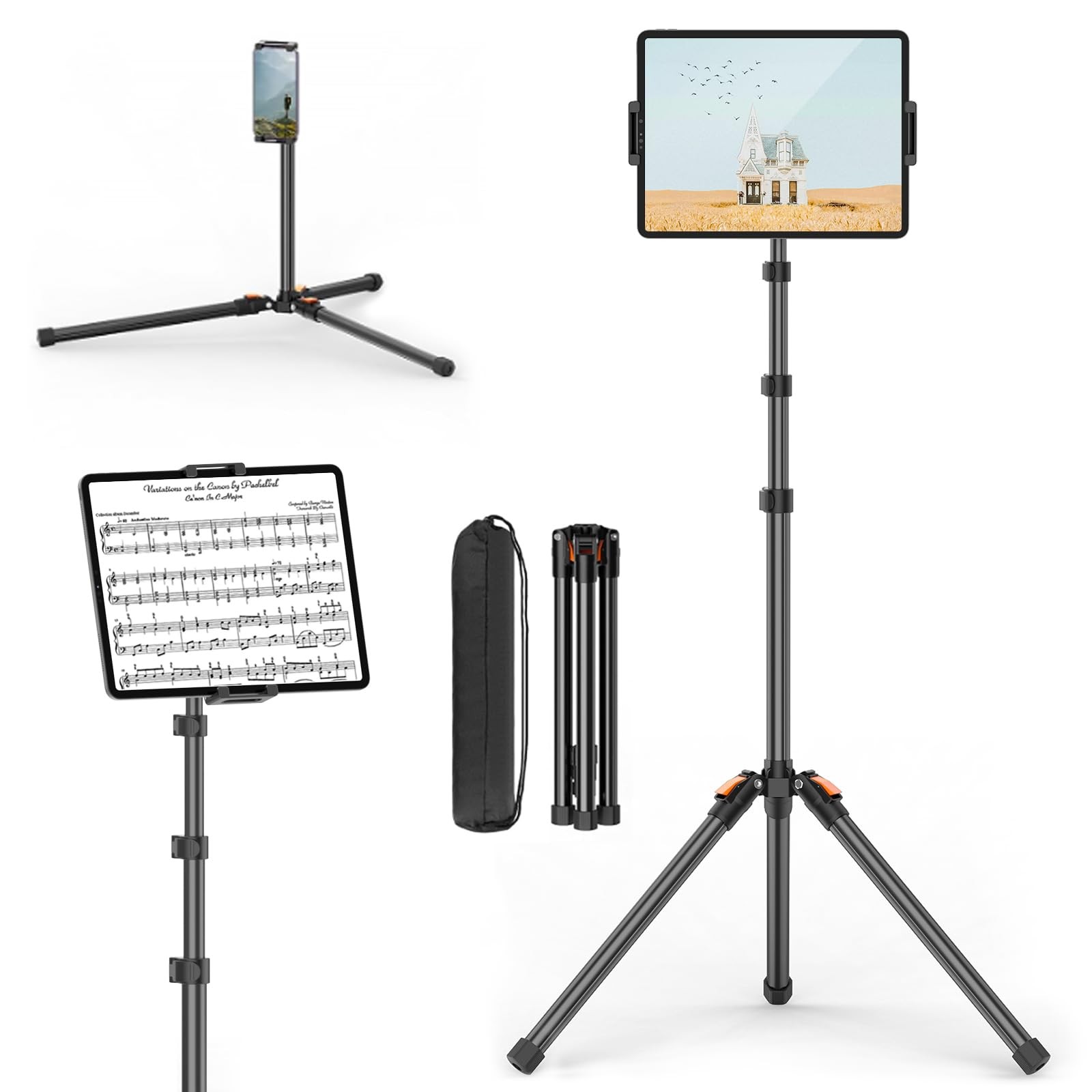 XXZU 72in Tablet Floor Stand Tripod Aluminum Tablet Stand Holder for iPad Height