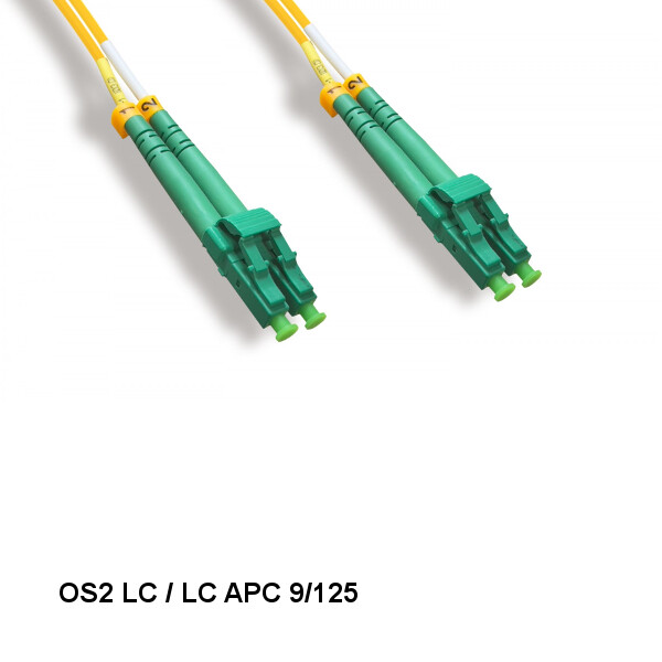 Kentek 2M LC/LC APC OS2 9 /125 Duplex Single-Mode Fiber Optic Cable OFNR