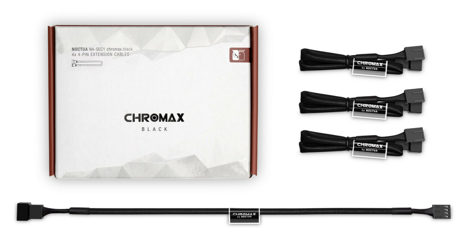 Noctua NA-SEC1 CH.BK chromax.bla 30cm 3x Extension Cable 4-pin PWM fan Extension