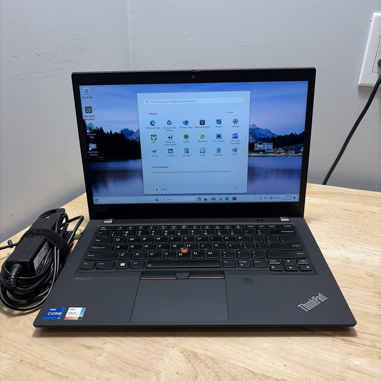 LENOVO THINKPAD T14 GEN 2i  CORE I7-11165G7 2.8GHZ 16GB 256 SSD WCAM WI1 CORD