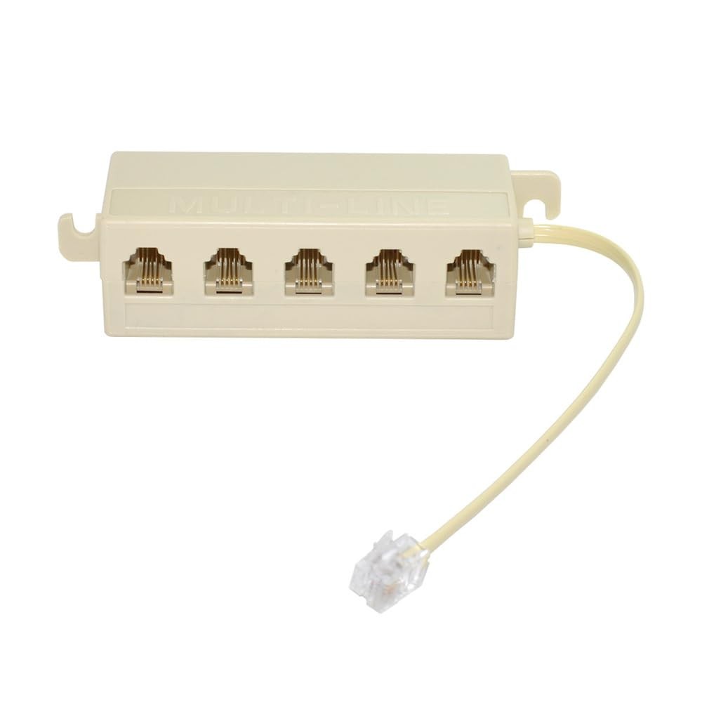 RJ11 Phone Line Splitter 1-to-5 Way Outlet 6P4C RJ12 Plugs Telephone Modular ...