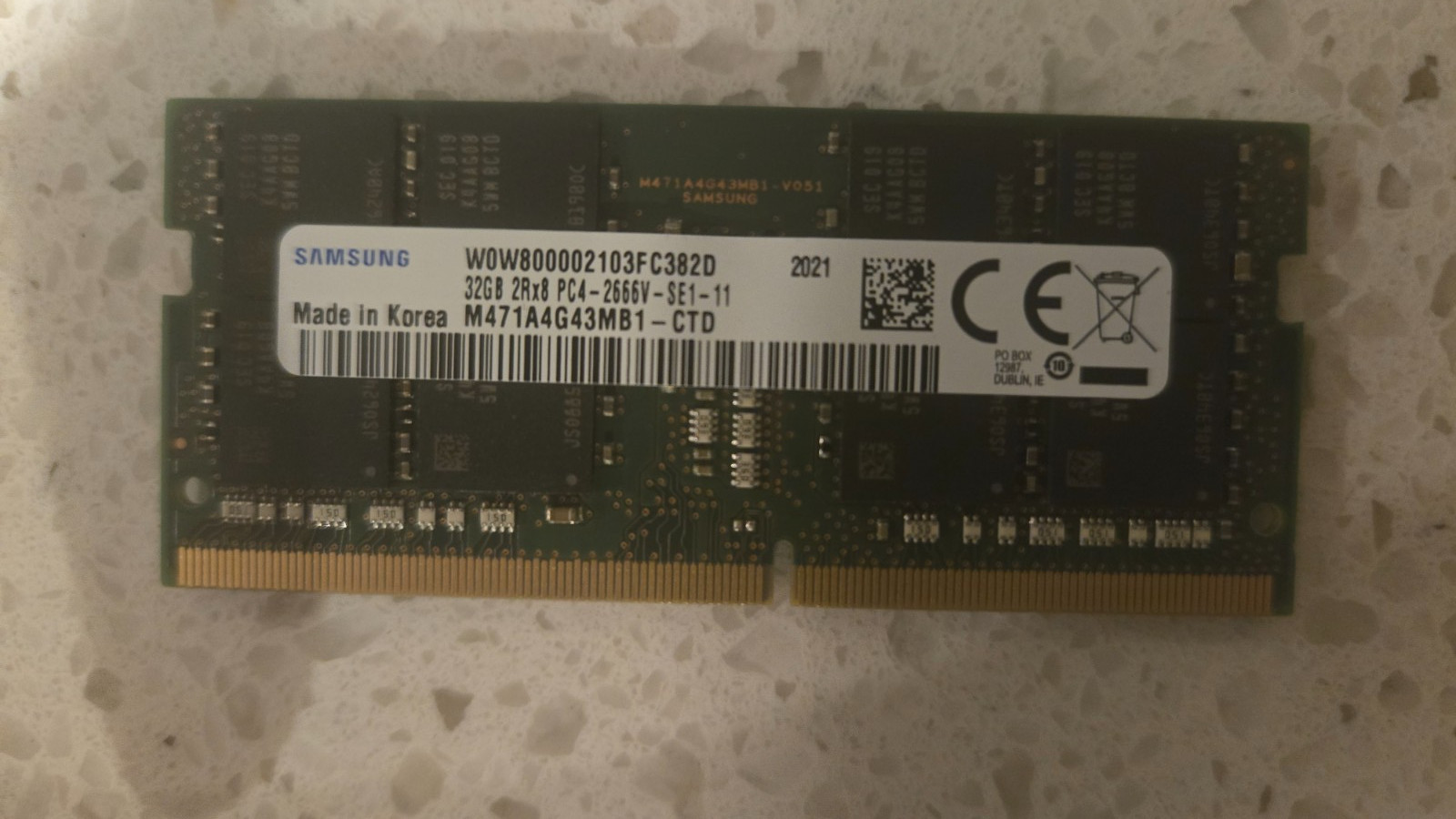 Samsung 32GB DDR4 2666MHz SO-DIMM Laptop RAM M471A4G43MB1-CTD PC4