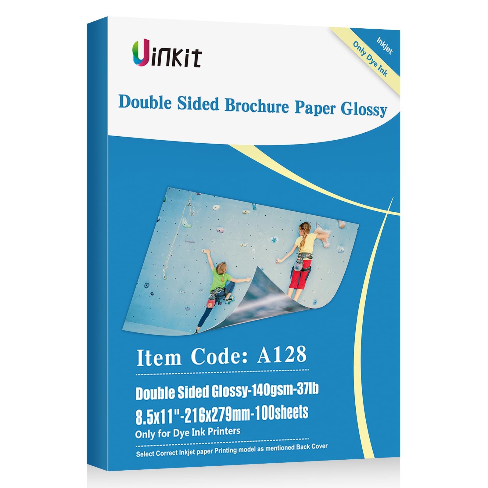 Uinkit 100 Sheets Brochure Paper Glossy Double Sided 8.5X11 Inkjet 37L