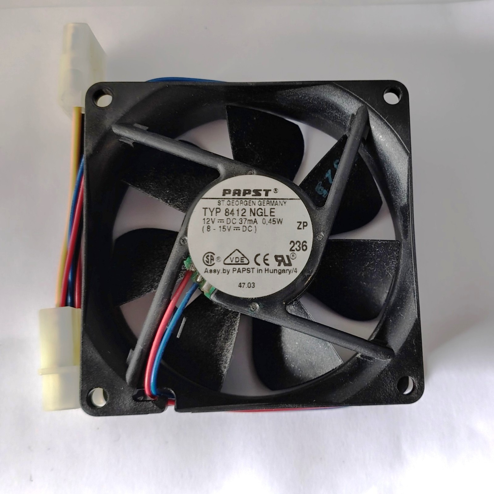 PAPST 8412 NGLE Fan 12V DC Axial Fan 0.45W "For Parts Clearance"