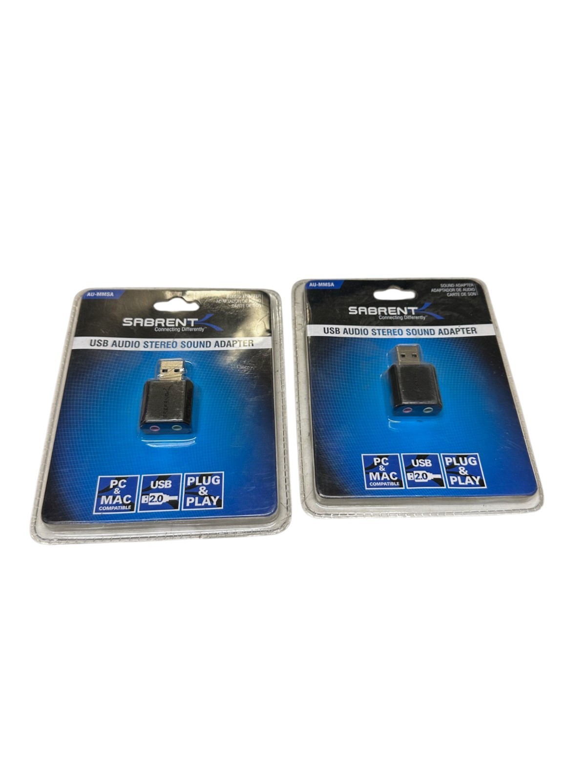 SABRENT AU-MMSA USB External Stereo Sound Adapter (LOT OF 2)  🔥 Fast Shipping 