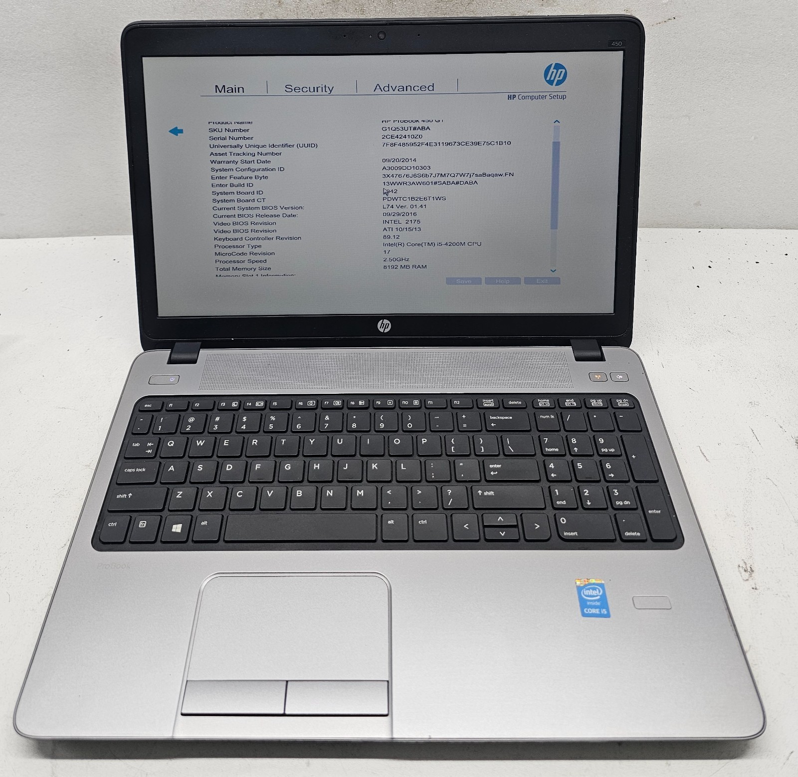 HP ProBook 450 G1 15.6" Laptop Intel Core i5-4200M 8GB Ram NO HD/OS (FL)