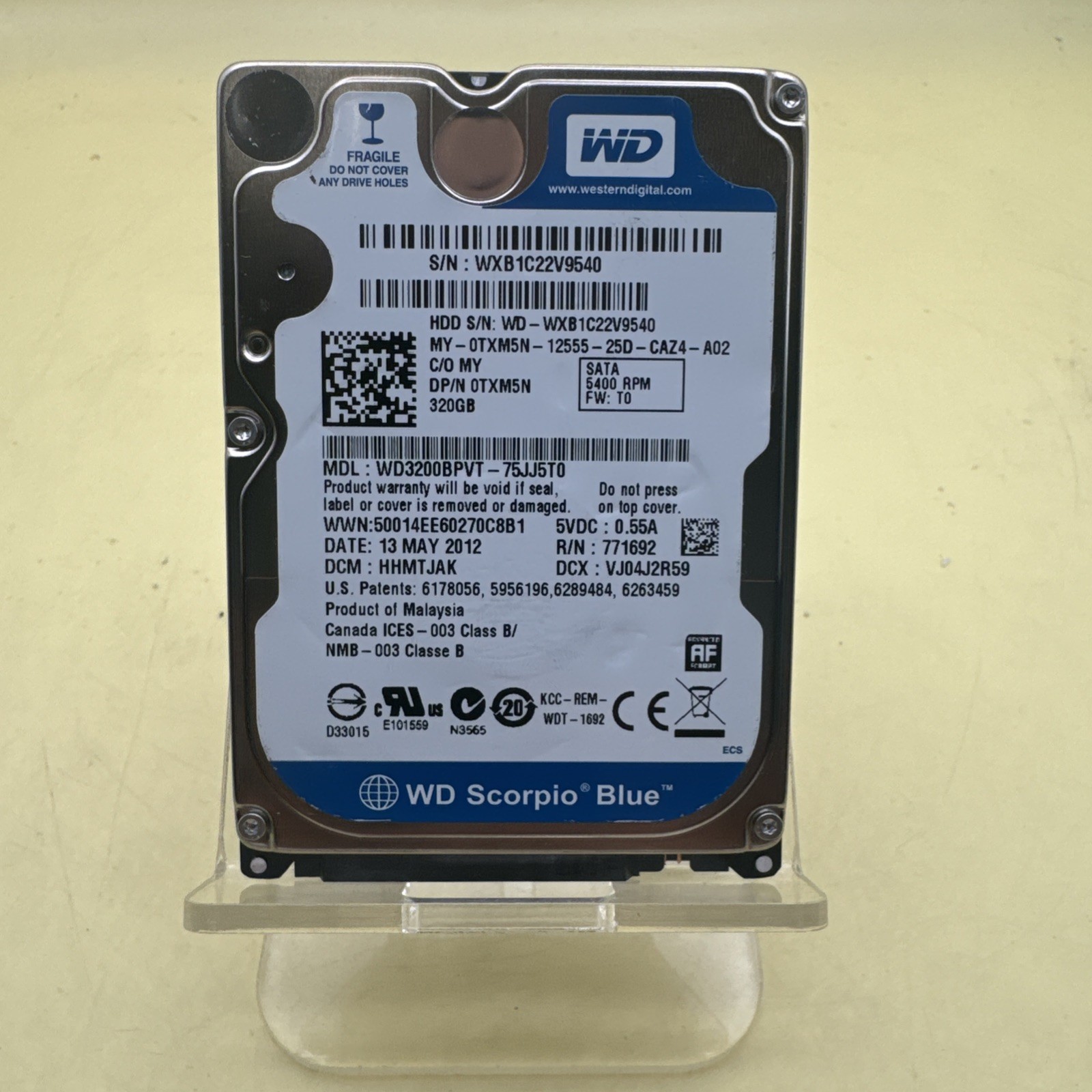 LOT OF 9x Western Digital 320GB 5400RPM 2.5" SATA Laptop Hard Drives WD3200BPVT