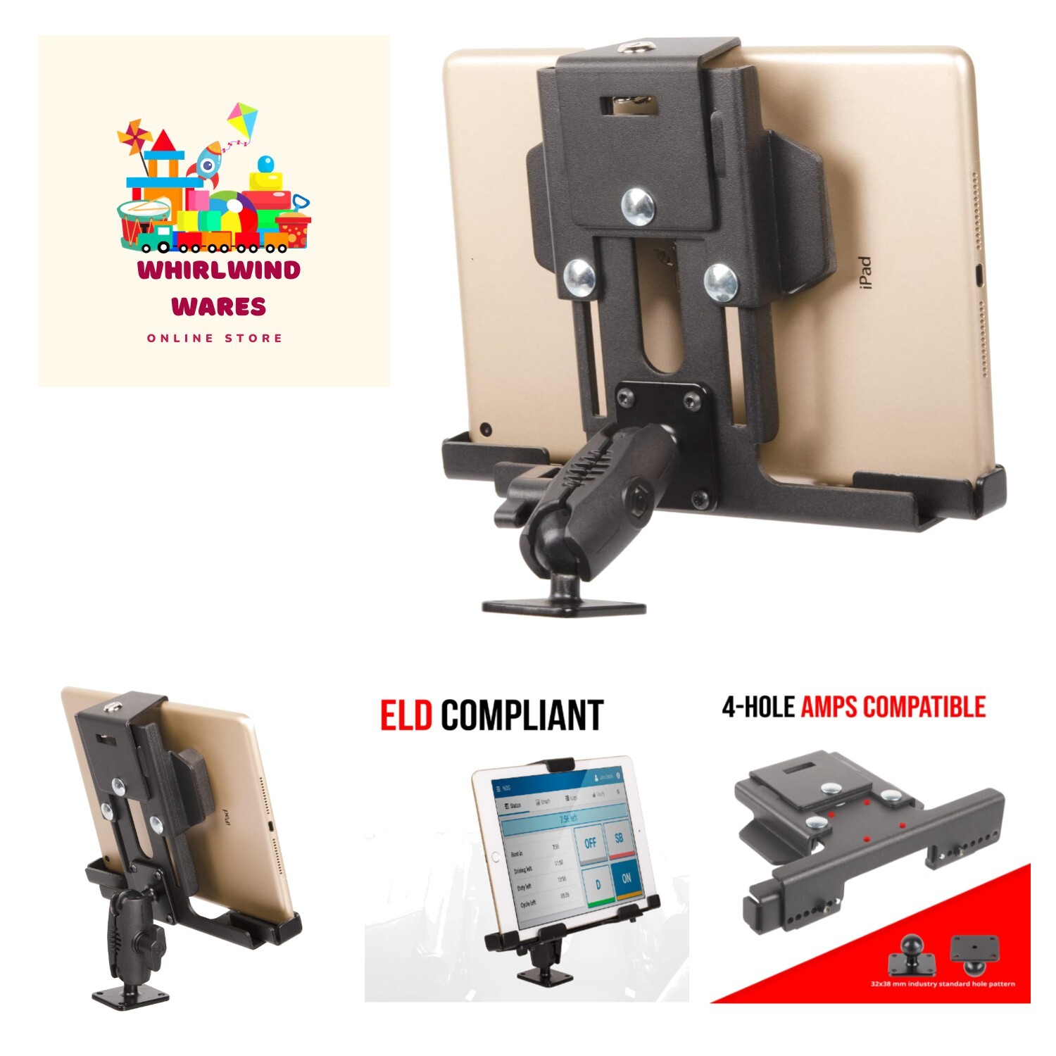 Metal Locking Tablet Mount for Car, Truck or Semi [ELD Ready] Heavy Duty Dril...
