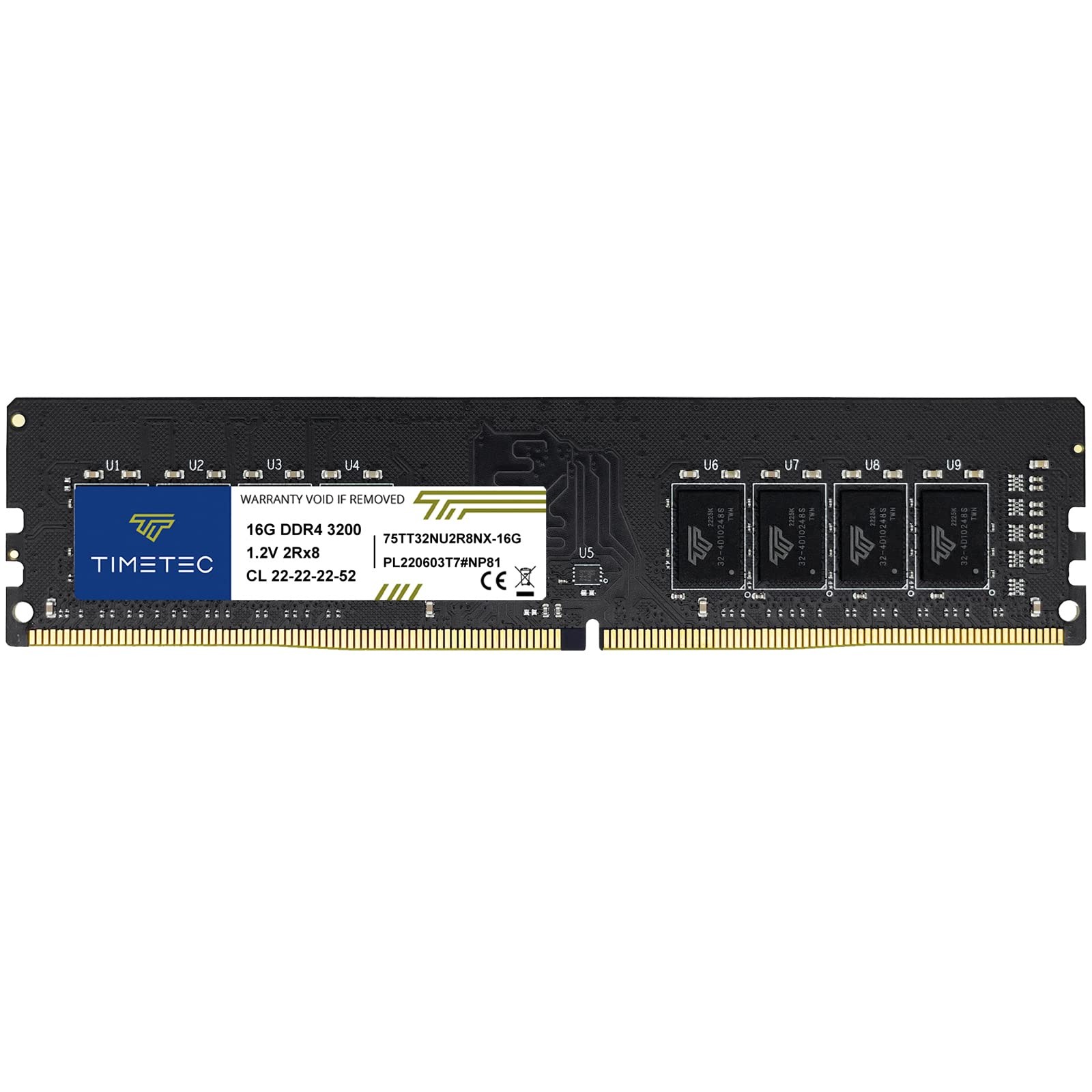 Timetec 16GB DDR4 3200MHz (PC4-3200AA) PC4-25600 UDIMM Desktop (1x16GB)