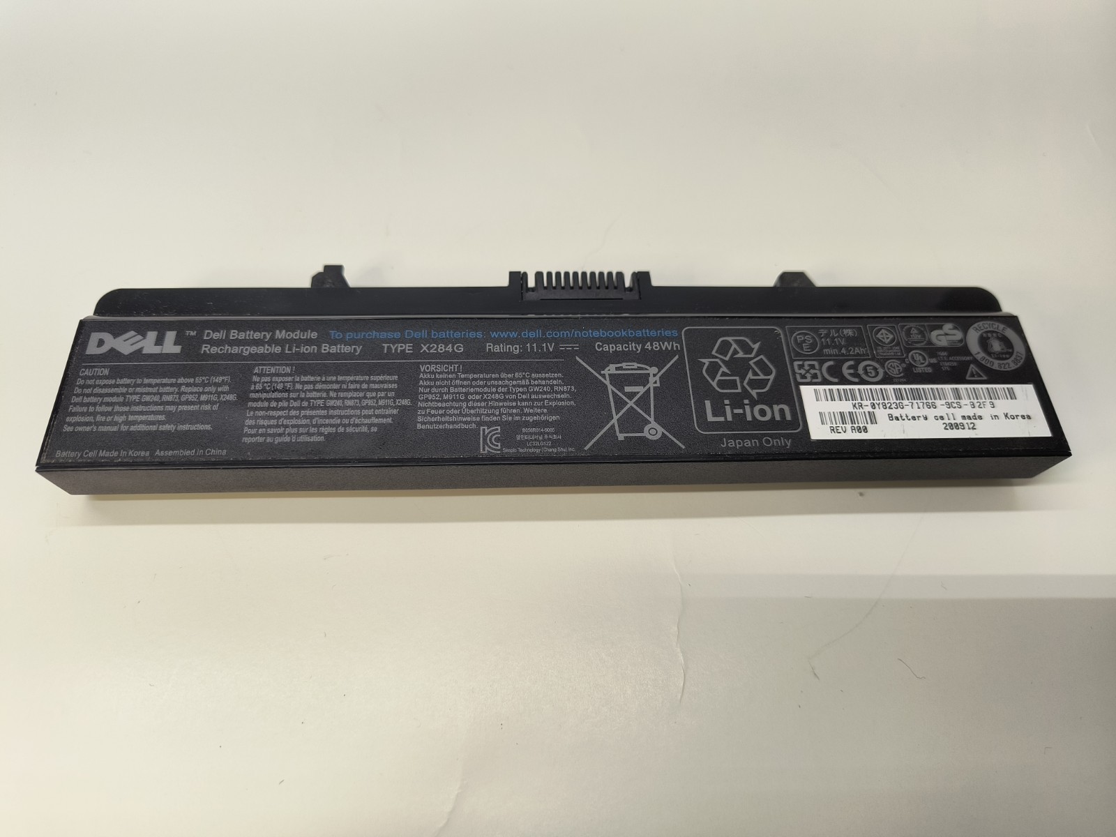 Dell X284G Li-ion Battery Module for Dell 11.1V 48Wh 6-Cell Black