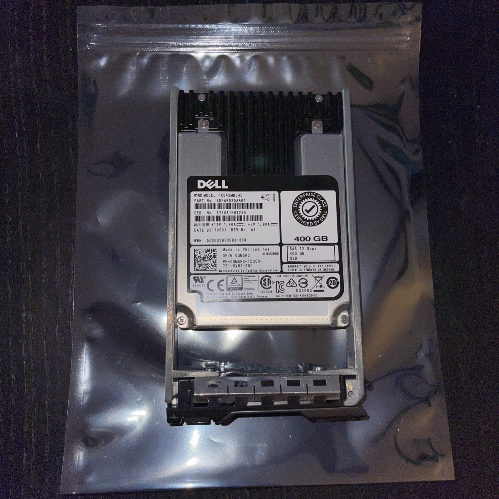 Dell GM5R3 400GB SAS 12Gb/s Enterprise Class 2.5'' SSD PX04SMB040 0GM5R3