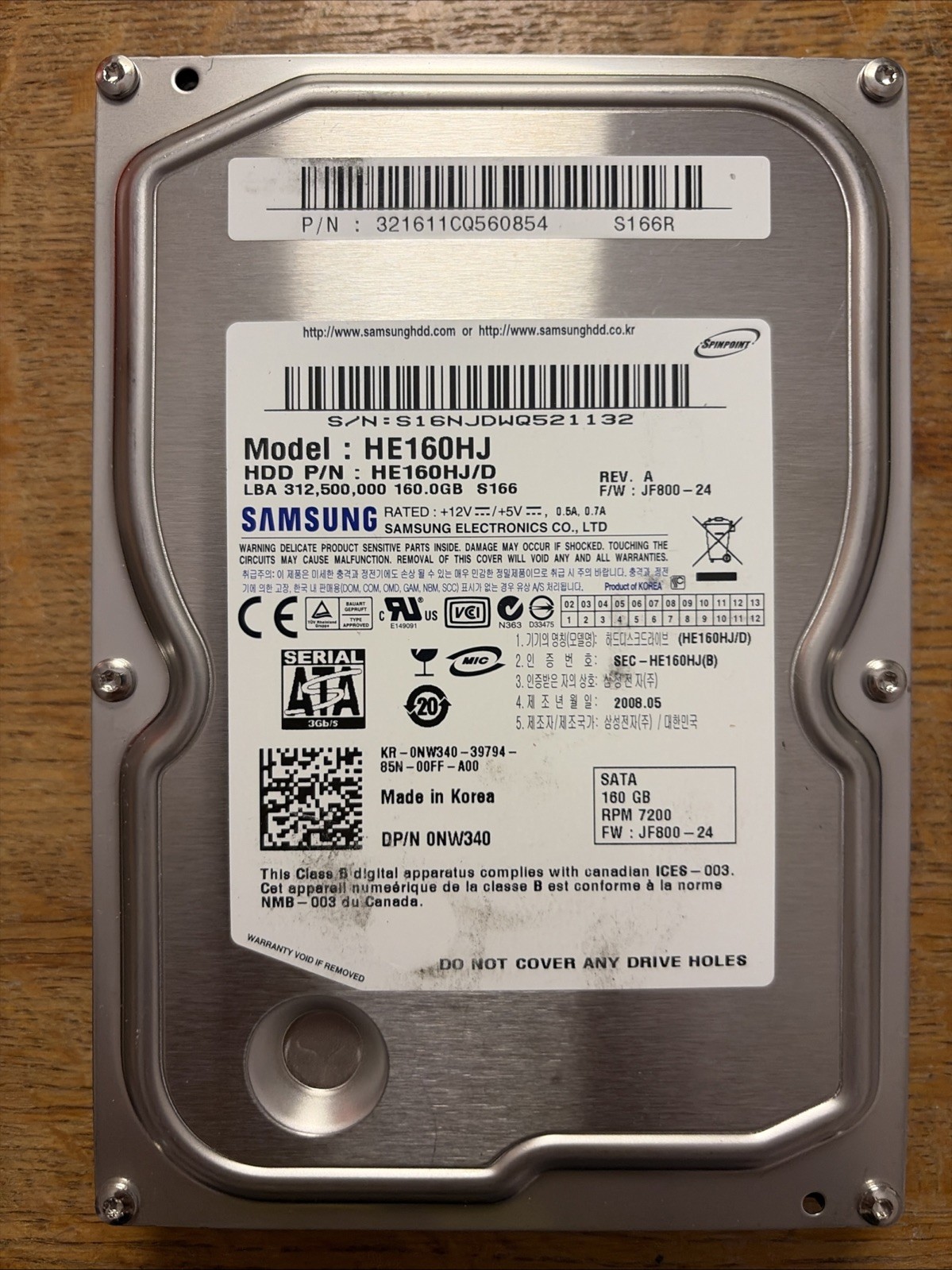 Samsung HE160HJ 160 GB Hard Drive