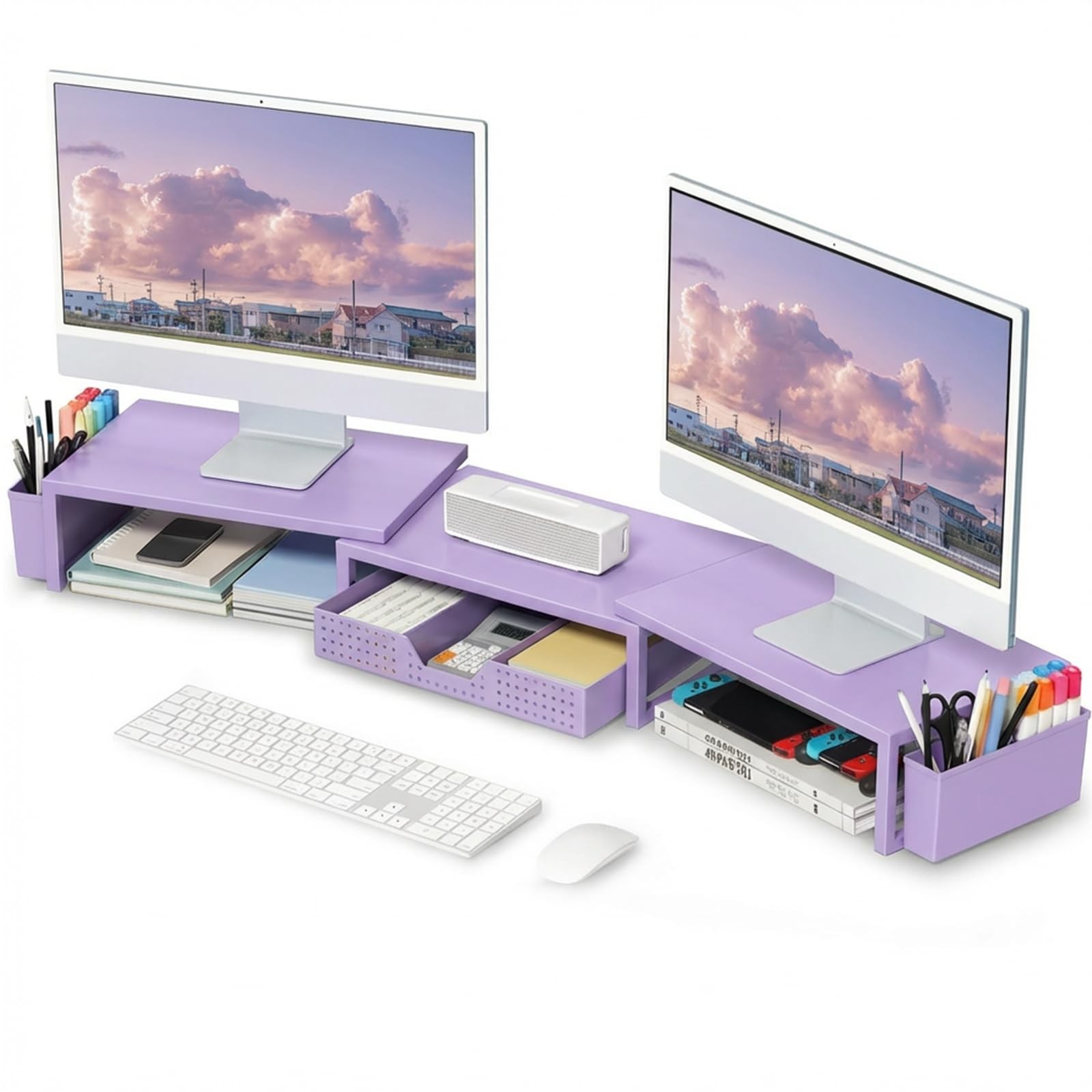 OPNICE Desk Organizers and Accessories, With drawer pen holder, Purple
