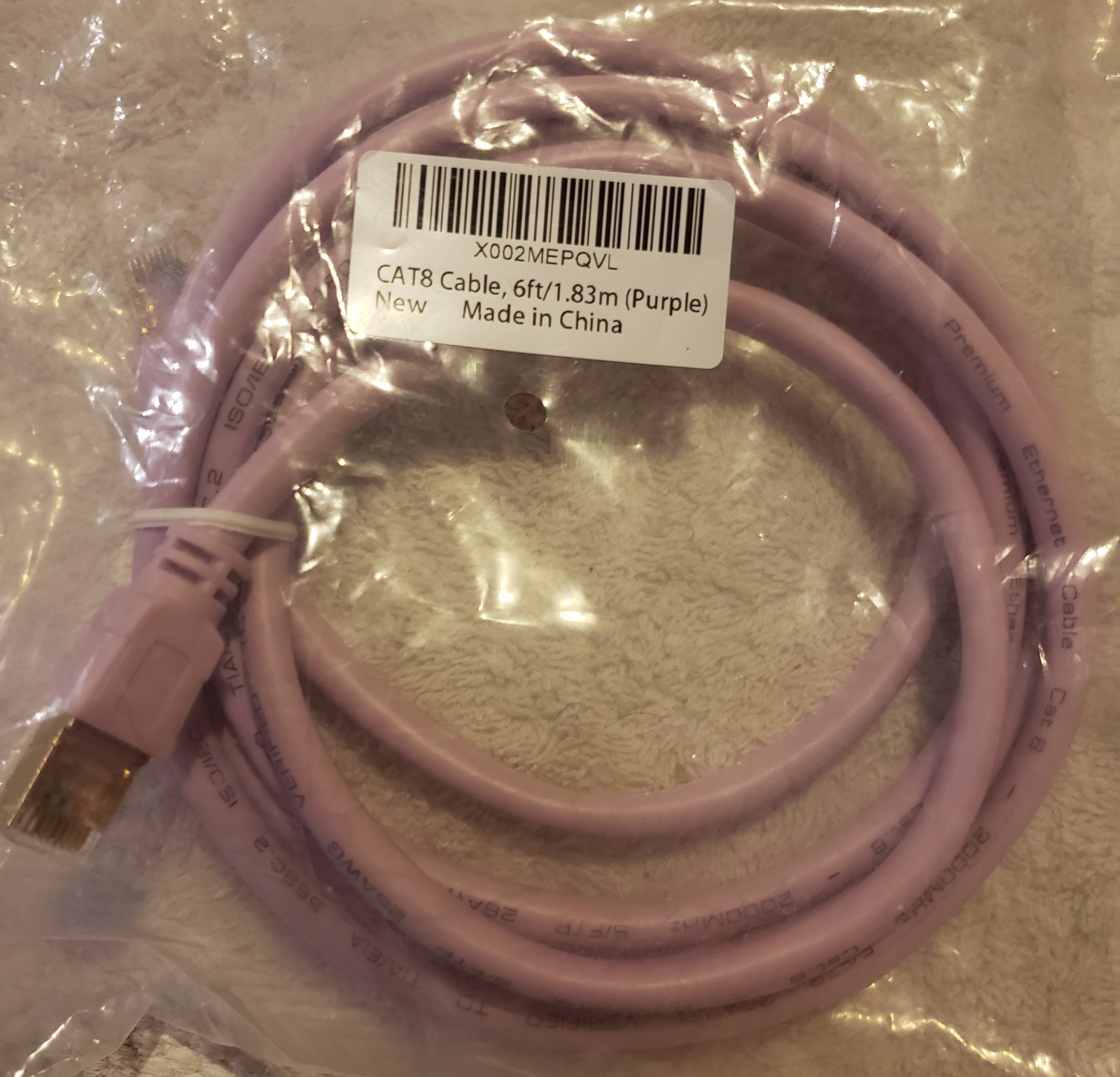 Cat 8 Ethernet Cable 6 FT High Speed Heavy Duty Network LAN Purple 