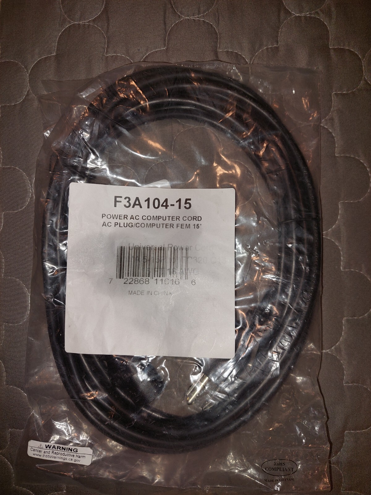 Belkin F3A104-15 15' PRO Series AC Power Replacement Cable Black 
