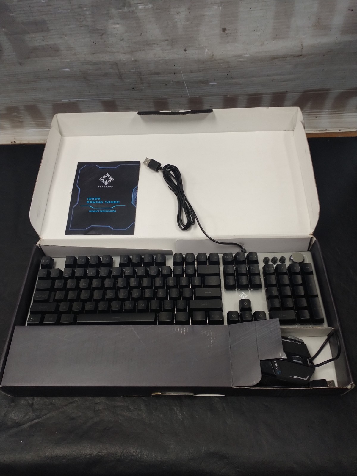 Beastron 10209 Colorful Backlit Gaming Keyboard Mouse, Mouse Pad Multimedia Knob