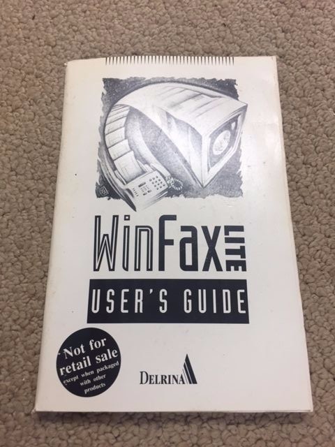WinFax Lite Users Guide & Diskette 3.5" Delrina PAPERBACK BOOK  NICE SHAPE- 26
