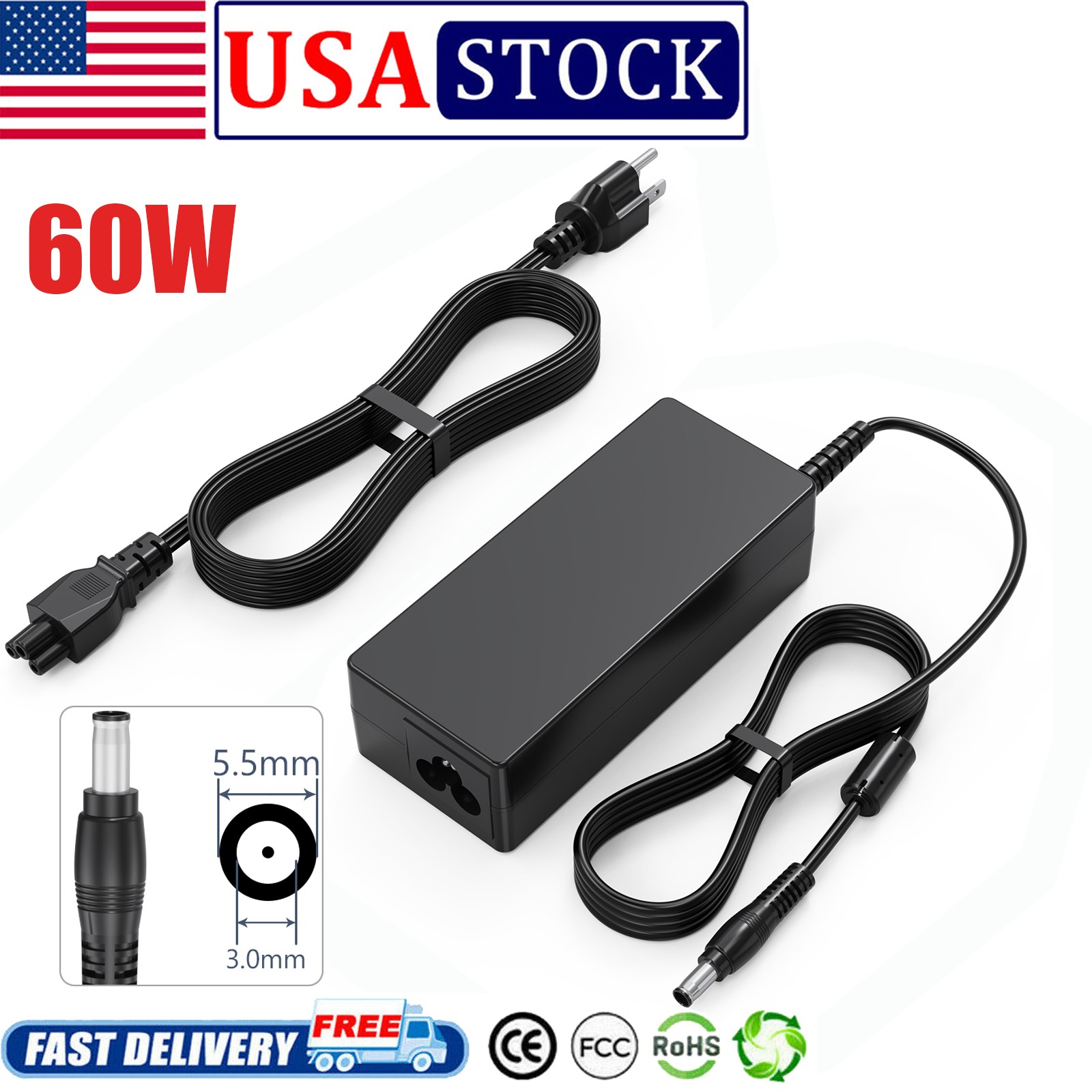 19V 3.15A 60W AC Power Laptop Charger Adapter For Samsung CPA09-004A AD-6019R