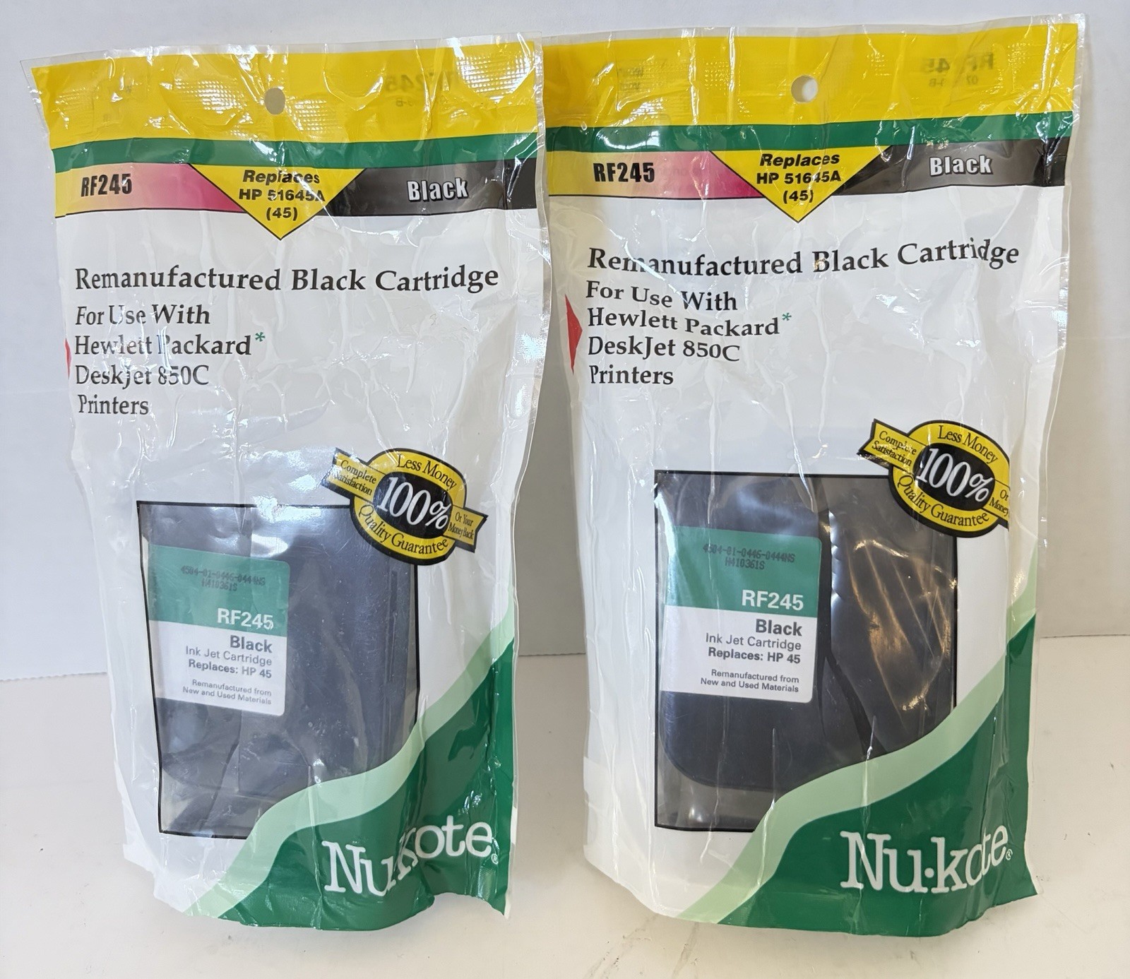LOT OF 2 Black Ink Cartridge Replaces HP 45 51645A fits Deskjet 700 800 Printers
