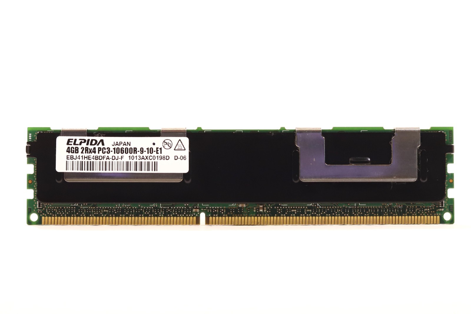 ELPIDA 4GB 2Rx4 PC3-10600R-9-10-E1 ECC REG Server Memory P/N: EBJ41HE4BDFA-DJ-F