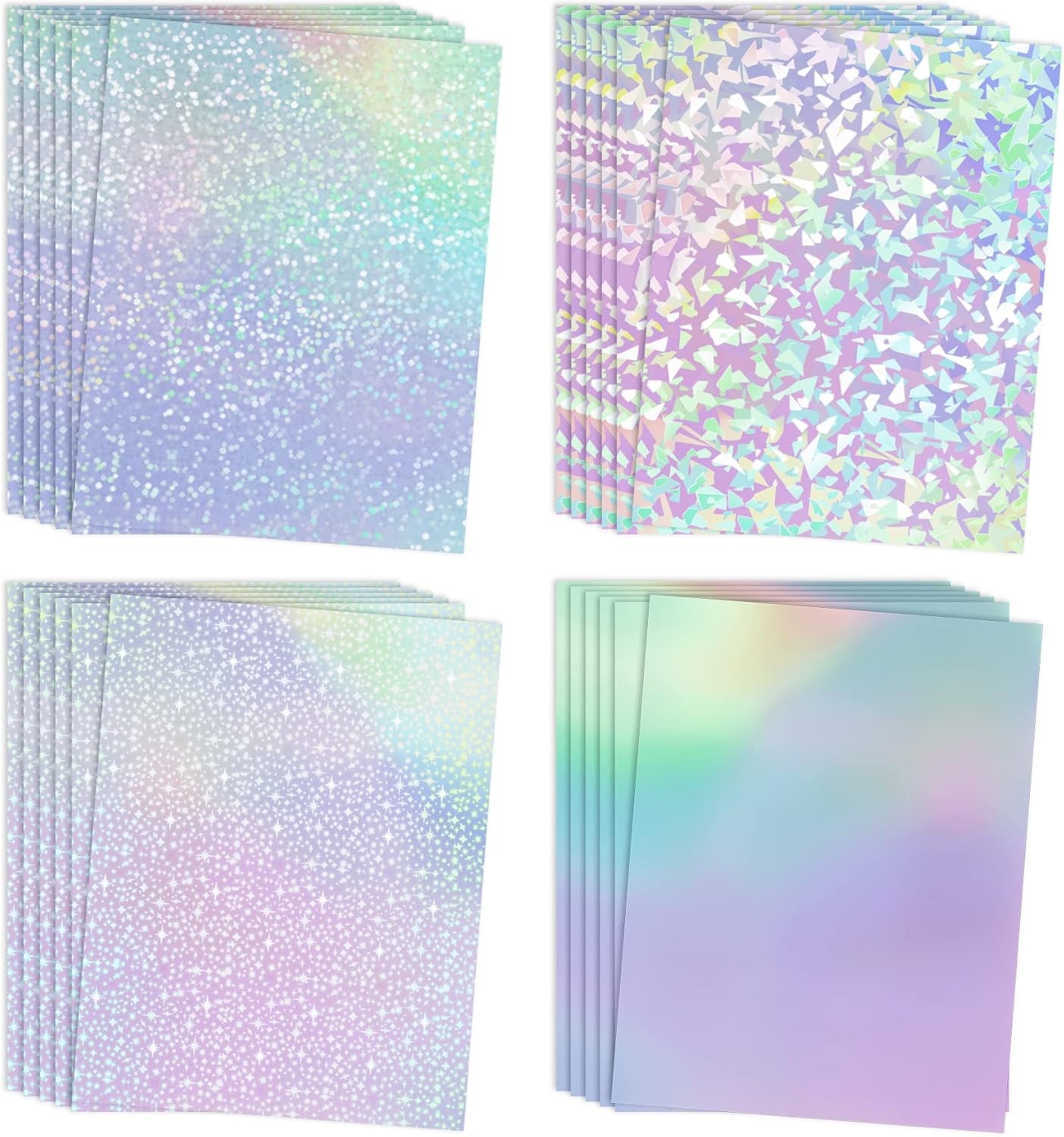 Koala Holographic Laminate Sheets A4 - Clear Self-Adhesive Sticker Paper, 25