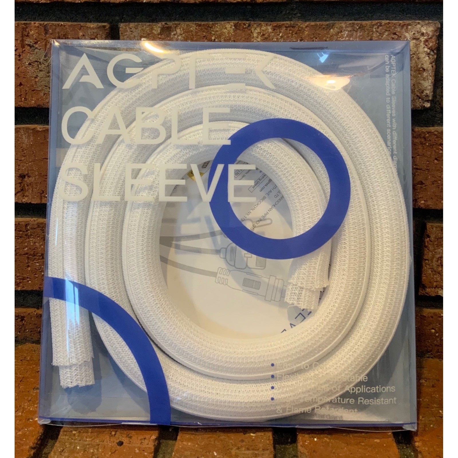 AGPTEK 1.2" White Cable Sleeve Cover 2 pk Desk Cord Organizer 5ft