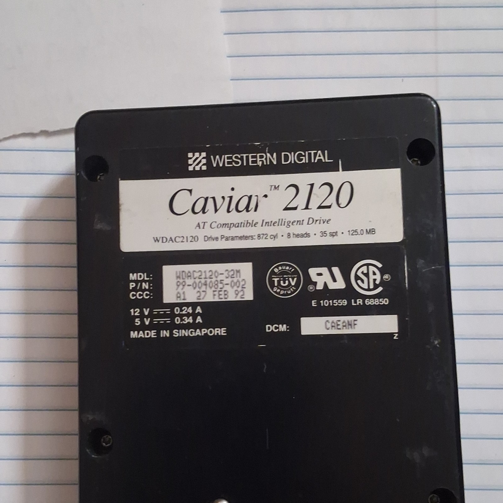 Western Digital Vintage Hard Drive Caviar 2120 Model WDAC2120-32M