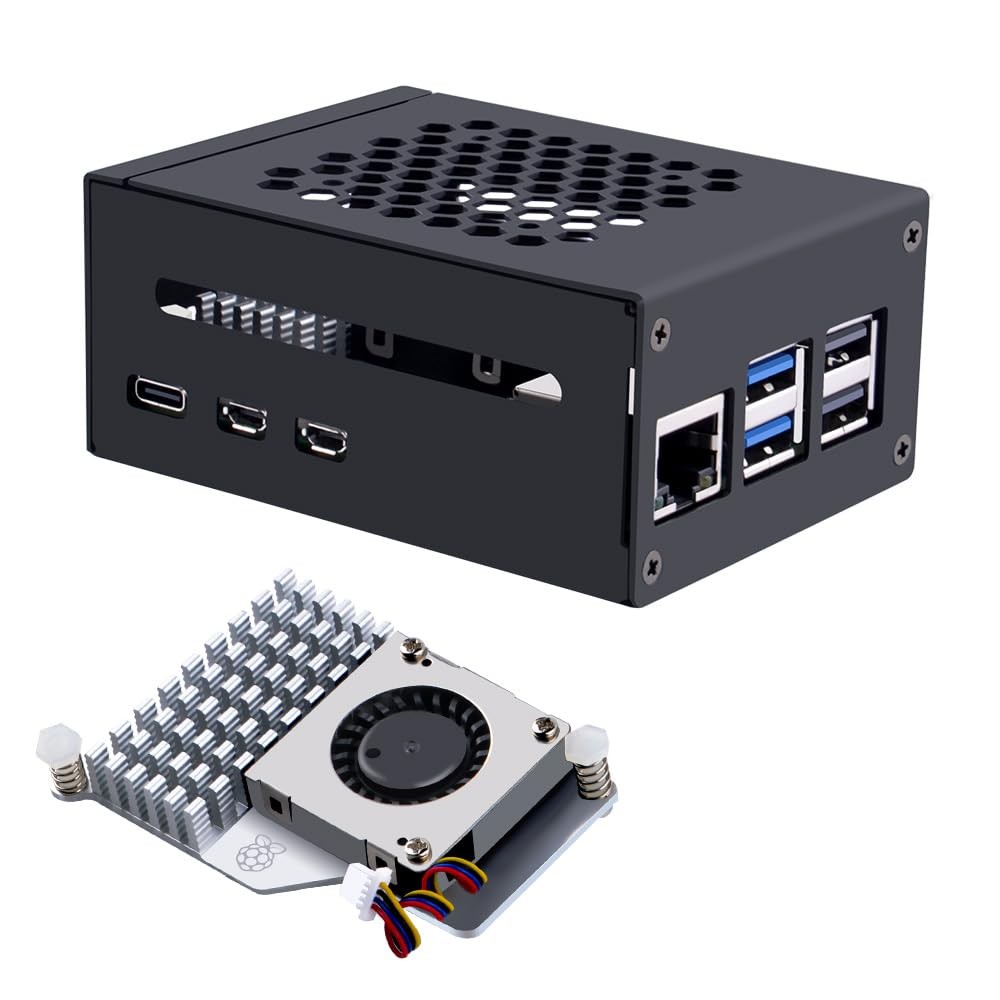 GeeekPi Metal Case for Raspberry Pi 5, with Pi 5 Active Cooler for Raspberry ...