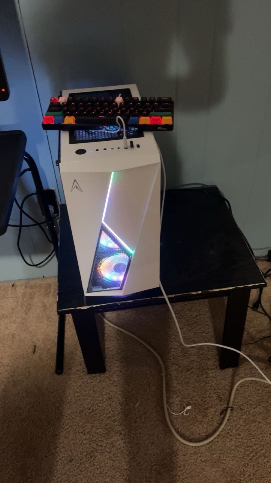 White Tower Desktop PC with RGB Lighting, Dedicated Graphics, Side Glass Panel
