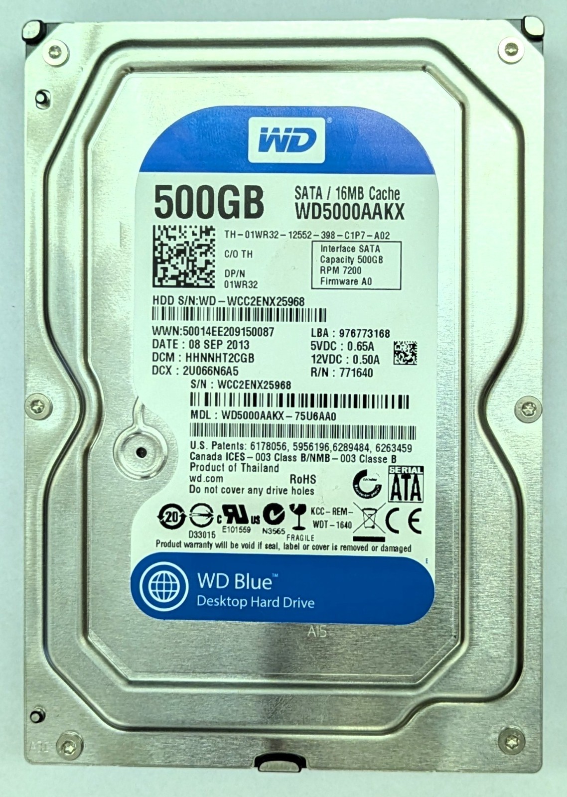 WD Blue 500GB 3.5" Desktop Hard Drive HDD SATA 6Gb/s 7200 RPM 16MB WD5000AAKX