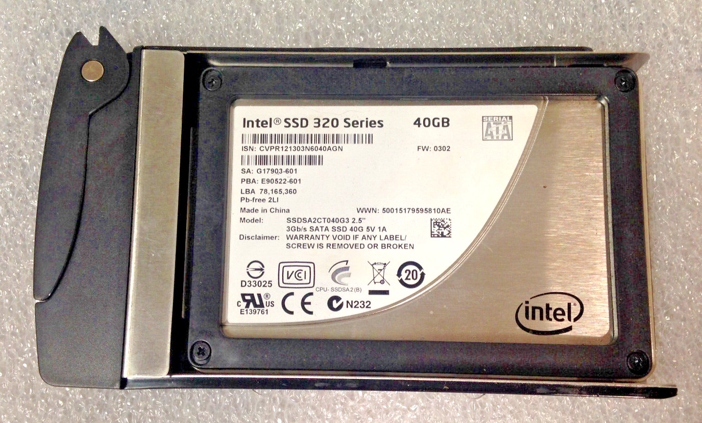 Intel SSDSA2CT040G3 E90522-601 SSD 320 Series 40GB 2.5" SATA W/ Tray