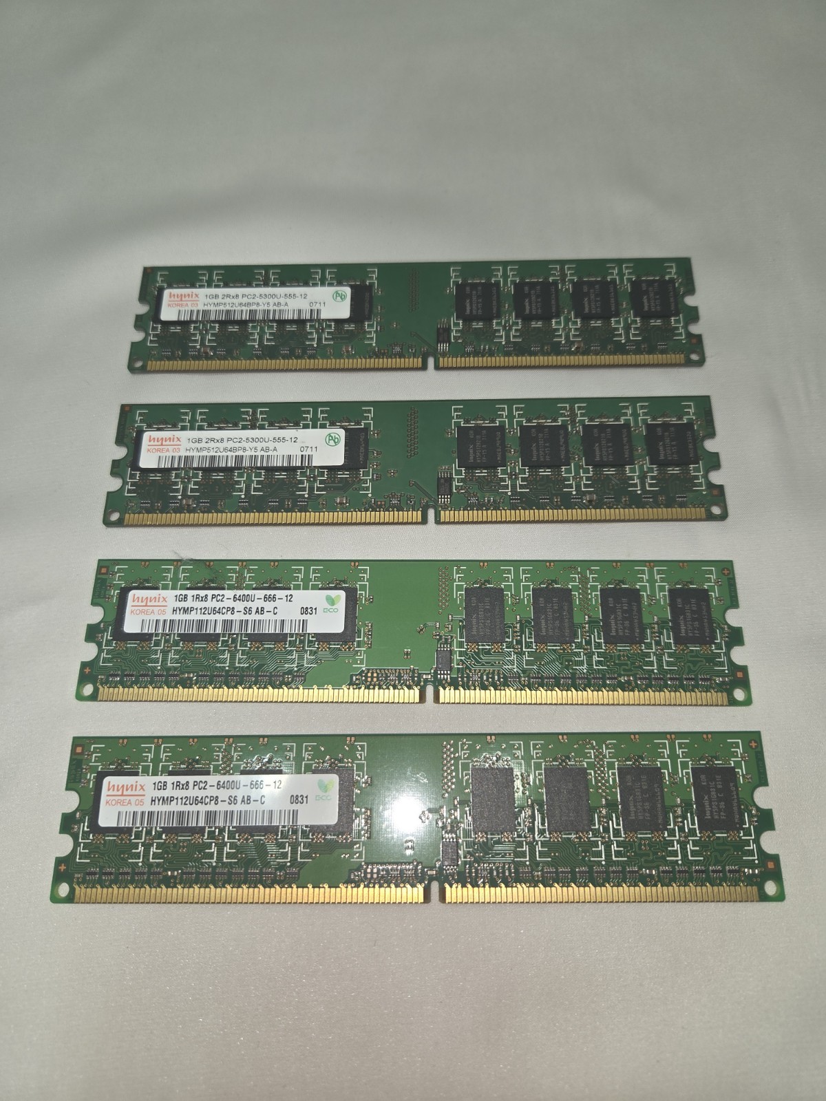 2GB (2X1GB) PC2-5300U & 2GB (2X1GB) PC2-6400U Desktop Memory Tested & Working