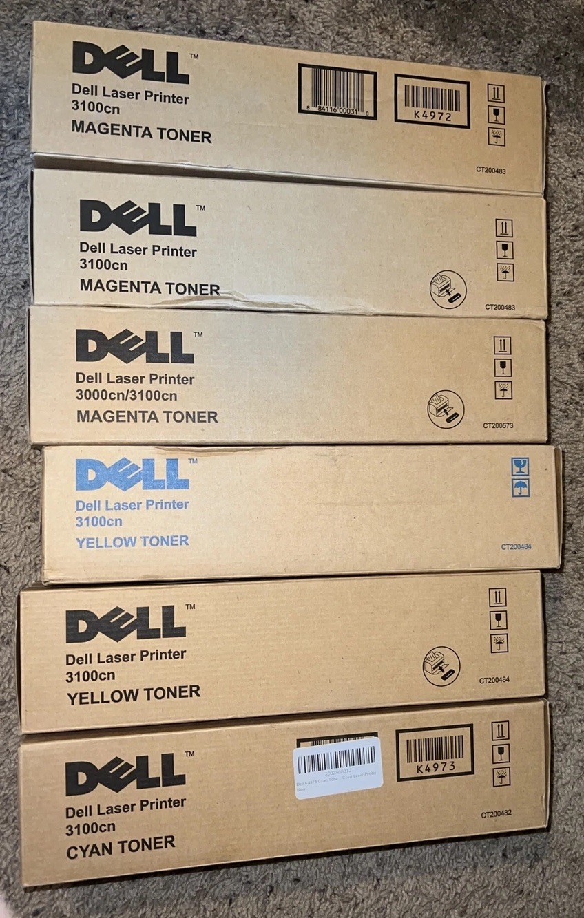 Lot Of 6 Dell Toner Cartridge Yellow X 2 Cyan Magenta X 3 M6935 3100CN 3000CN