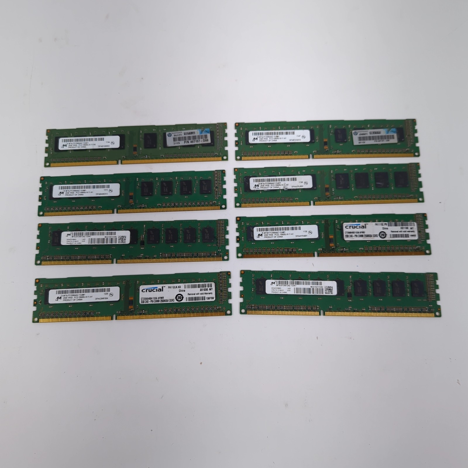 16GB (Lot of 8 x 2GB) DDR3 Desktop RAM Micron Crucial HP 1333MHz PC3-10600U