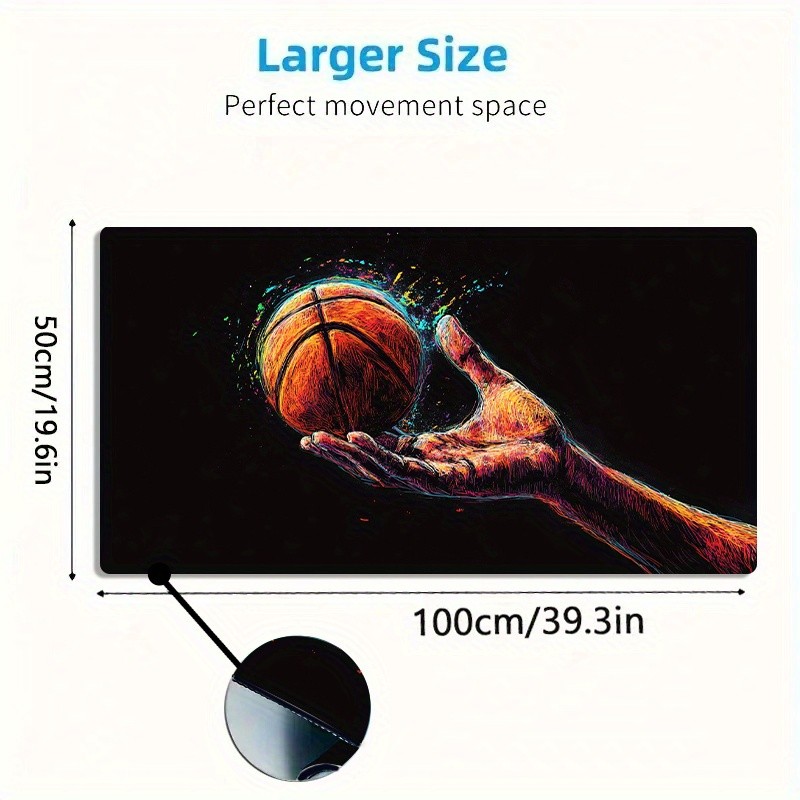 1pc Large-sized Esports Gaming Mouse Pad with a Vibrant Hand-painted Basketbal