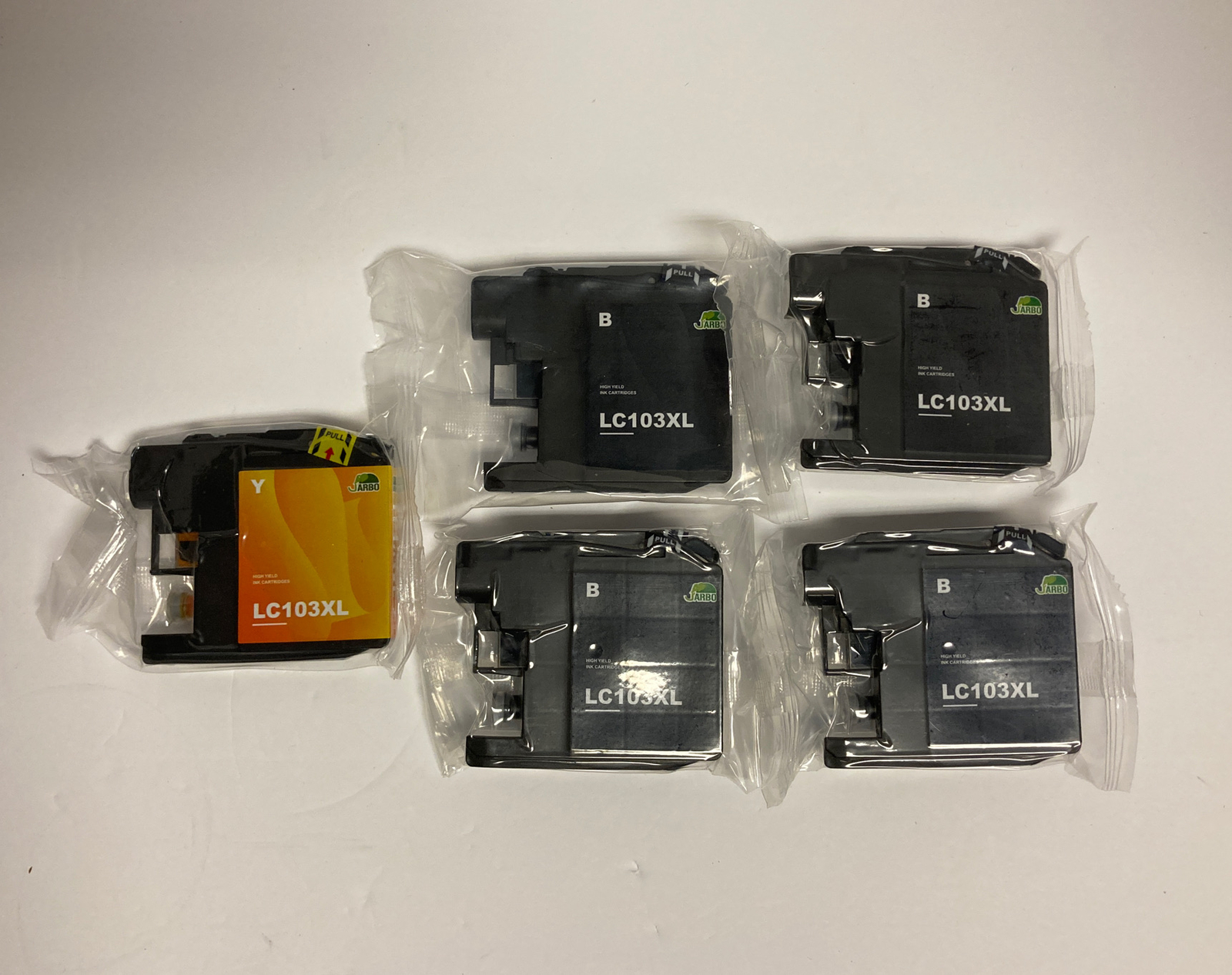 Jarbo LC103XL.  4 BLACK  1 YELLOW  LC103XL New In Package 