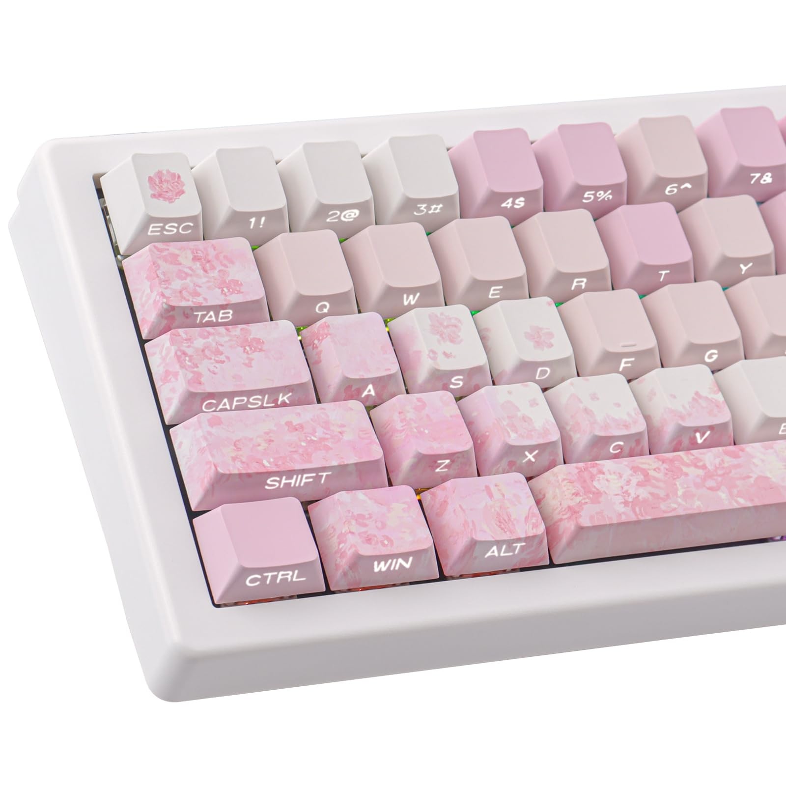 131 Keys Cherry Blossom TieDye Side Print PBT Pink Keycaps Cherry Profile