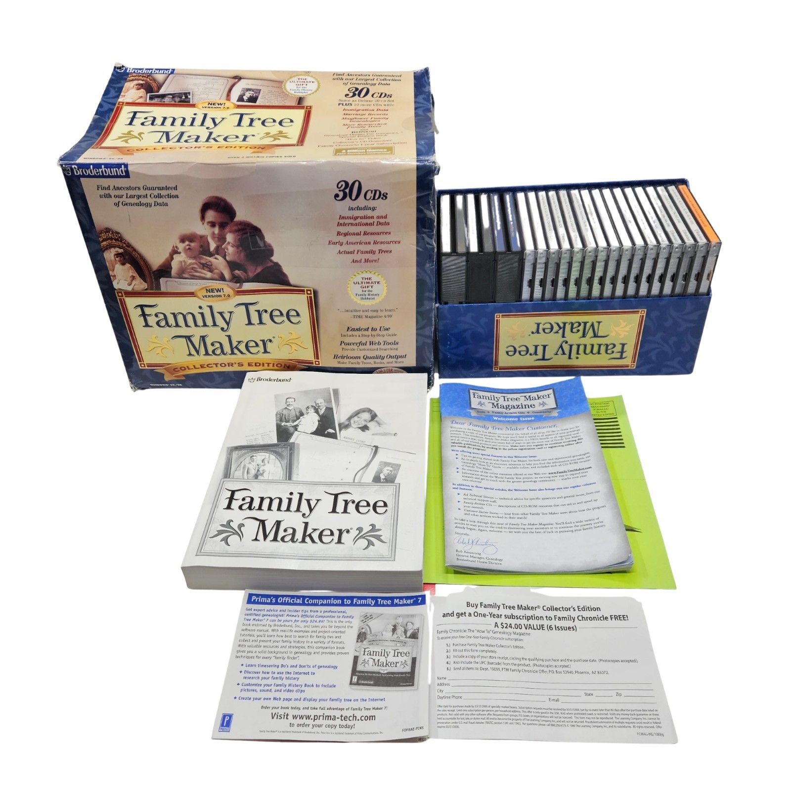 Broderbund Family Tree Maker Collector’s Edition 7.0 30 CD Set Complete