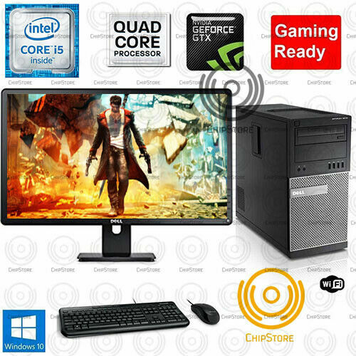 Fortnite GTA Gaming PC Desktop Computer Quad Core i5 750TI 8GB Monitor Bundle