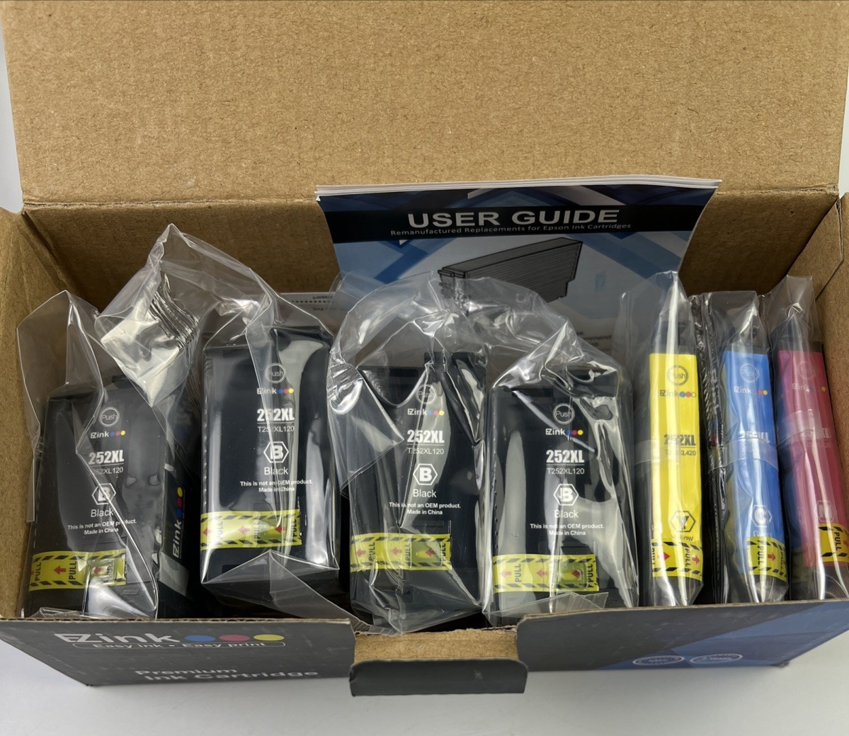 EZInk Set, 252XL Compatible Unopened 4 Black, Yellow, Cyan and Magenta