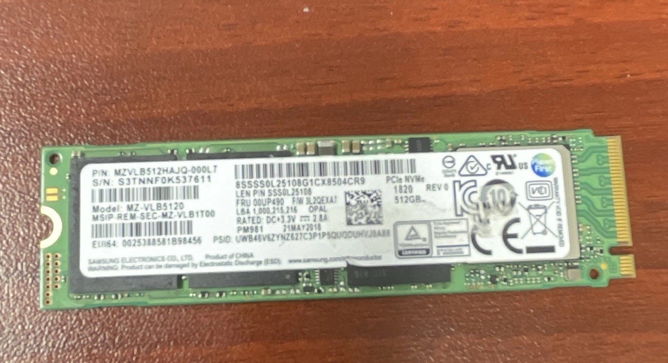 Samsung MZ-VLB5120 512GB PM981 PCIe NVMe Laptop/Desktop
