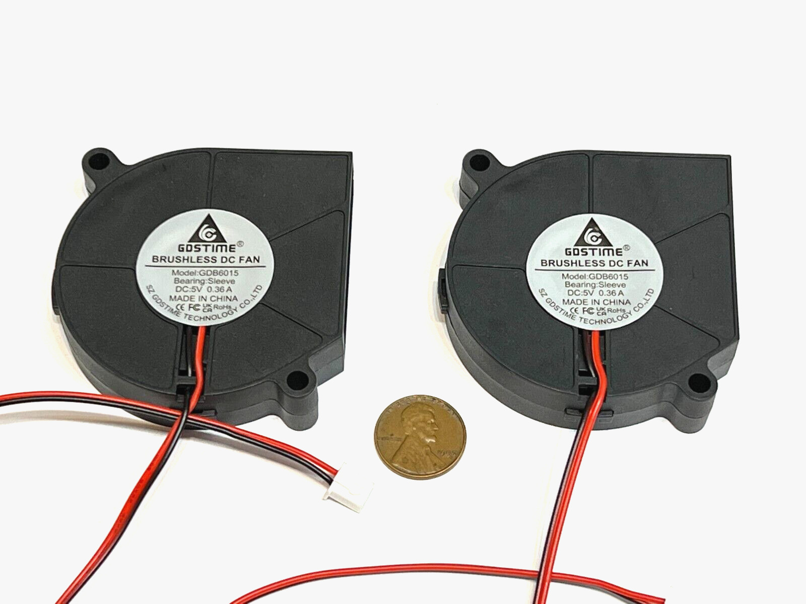 2 x 60mm 6015 60x60x15mm 5V 2pin 2wire Brushless DC Cooling Blower Fan quiet C28