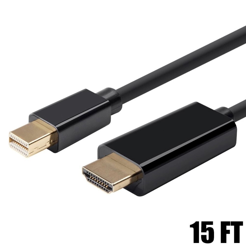 15FT Mini DisplayPort Male to HDMI Male Adapter Cable MacBook Mac Monitor 1080p